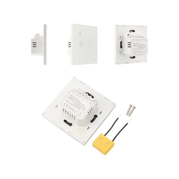 Умный двухкнопочный Wi-Fi выключатель SECURIC белый SEC-HV-802W2