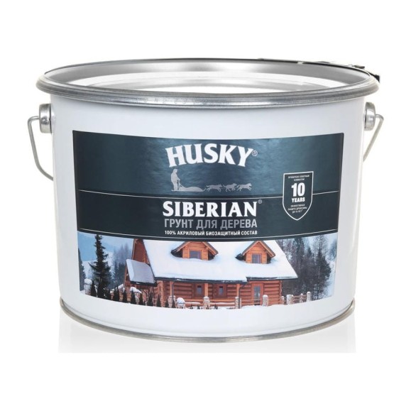 Акриловый биозащитный грунт для дерева HUSKY SIBERIAN 9 л 30123