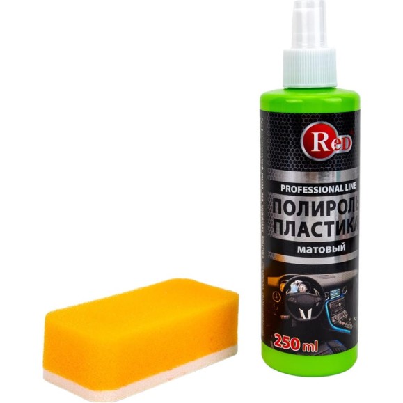 Матовый полироль пластика RED с губкой "ЯБЛОКО" Low Gloss 250мл в бл. R4264
