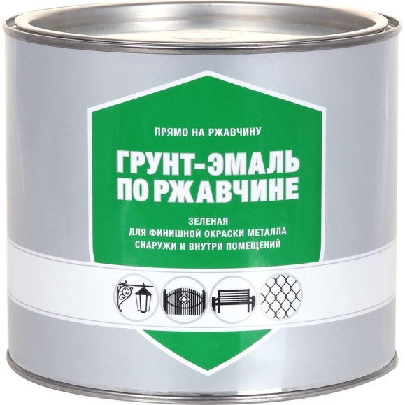 Грунт-эмаль по ржавчине ЗАО Декарт зеленая, 1.8 кг 32190
