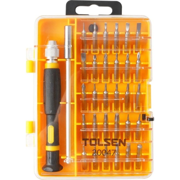 Набор прецизионных вставок (бит) TOLSEN 1/4", PH, PZ, Hex, Torx, Slotted, 32 предмета 20047