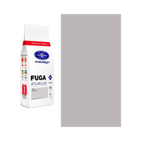 Цементная затирка Тайфун Fuga ATLAS LUX № 202 цвет пепельный, мешок 2 кг 0202-2-lux