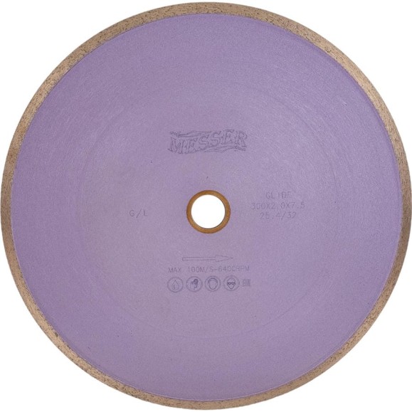 Диск алмазный сплошная кромка G/L по граниту 300D-2T-7.5W-25.4/32 MESSER 01-22-300