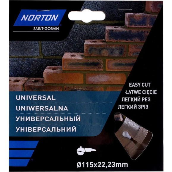Алмазный диск с сегментированной кромкой 115x22.2, универсальный NORTON 70184601270