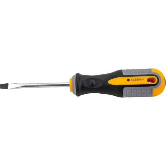 Шлицевая отвертка GREPP SL5*75мм, CrV, 3х-компонентная рукоятка 201-005