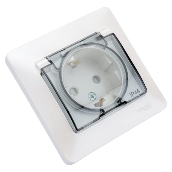 Розетка Systeme Electric 1-местная СП Glossa 16А IP44 с крышкой в сборе перламутр GSL000648 Розетка Systeme Electric 1-местная СП Glossa 16А IP44 с крышкой в сборе перламутр GSL000648