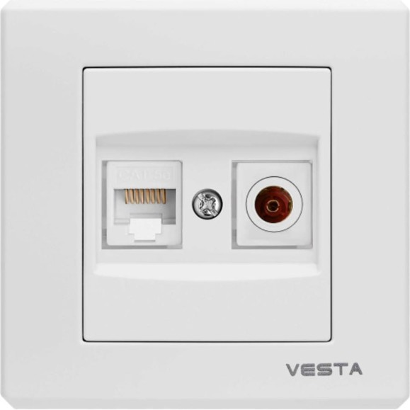 Розетка Metronex Electric Палермо для сетевого кабеля lan + tv двойная FRZMT030103BEL