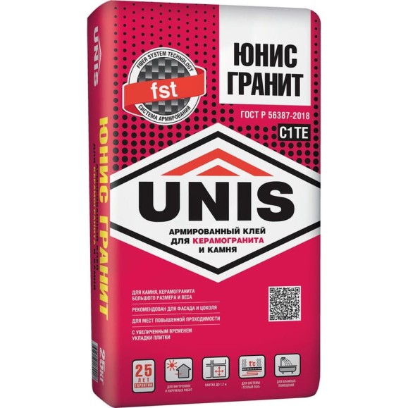 Плиточный клей UNIS Юнис-Гранит 25 кг, класс C1TE 24670 4607005180018 Плиточный клей UNIS Юнис-Гранит 25 кг, класс C1TE 24670 4607005180018