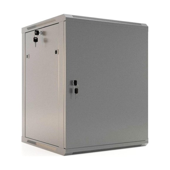 Настенный шкаф Hyperline TWB-2766-SR-RAL7035 19-дюймовый (19"), 27U, 1304x600x600, металлическая передняя дверь с замком, две боковые панели, Цвет серый (RAL 7035) (разобранный) 452012