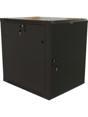 Настенный шкаф Hyperline TWB-1868-SR-RAL9004 19-дюймовый (19"), 18U, 908x600x800, металлическая передняя дверь с замком, две боковые панели, Цвет черный (RAL 9004) (разобранный) 475667