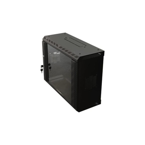 Настенный шкаф Hyperline TWS-2225-GP-RAL9004 19-дюймовый (19"), 22U, 1086x600x250, со стеклянной дверью, несъемные боковые панели, Цвет черный (RAL 9004) (собранный) 454661