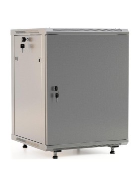 Настенный шкаф Hyperline TWB-FC-1245-SR-RAL7035 19-дюймовый (19"), 12U, 650x600x450, металлическая передняя дверь с замком, две боковые панели, с возможностью установки на ножки (в комплекте), Цвет серый (RAL 7035) (разобранный) 452014