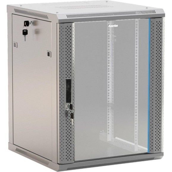 Настенный шкаф Hyperline TWB-1866-GP-RAL7035 19-дюймовый (19"), 18U, 908x600x600, стеклянная дверь с перфорацией по бокам, ручка с замком, Цвет серый (RAL 7035) (разобранный) 452004 Настенный шкаф Hyperline TWB-1866-GP-RAL7035 19-дюймовый (19"), 18U, 908x600x600, стеклянная дверь с перфорацией по бокам, ручка с замком, Цвет серый (RAL 7035) (разобранный) 452004