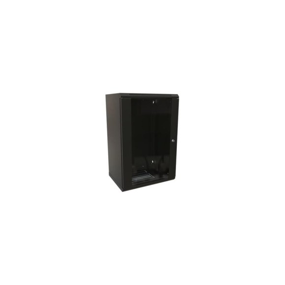 Настенный шкаф WRLine WR-TW-1845-GP-RAL9004 19-дюймовый (19"), 18U, 908x600x450, стеклянная дверь, Цвет черный (RAL 9004) (разобранный) 520253