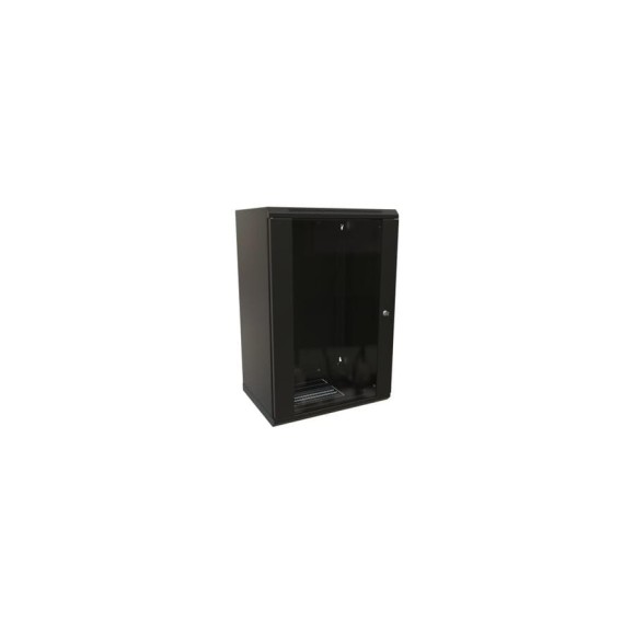 Настенный шкаф WRLine WR-TW-1866-GP-RAL9004 19-дюймовый (19"), 18U, 908x600x600, стеклянная дверь, Цвет черный (RAL 9004) (разобранный) 520255