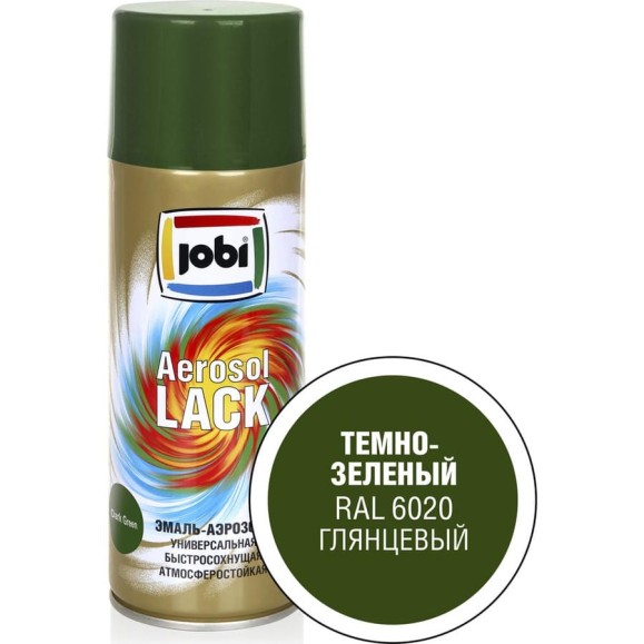 Аэрозольная эмаль JOBI глянцевая темно-зеленая RAL 6020 520мл 31829 Аэрозольная эмаль JOBI глянцевая темно-зеленая RAL 6020 520мл 31829