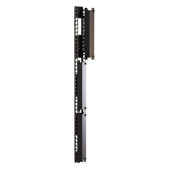 Вертикальный кабельный организатор Hyperline CMF-R47U-F106-С19-RAL9005 для шкафов TSR, с крышкой, для профиля тип U, L, дополнительно 19-дюймовые вертикальные крепления 483759