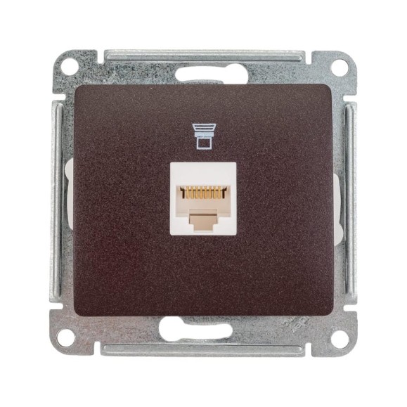1-местный механизм компьютерной розетки Systeme Electric Glossa RJ45 категории 5е шоколад GSL000881K