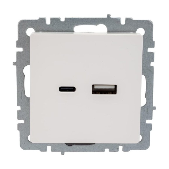 Розетка USB IEK Brite a+c 18вт рю11-1-брб белый BR-U22-018-K01