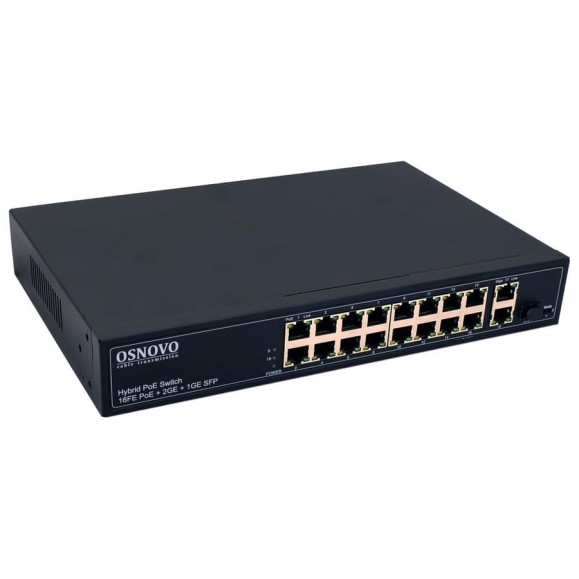 PoE коммутатор OSNOVO SW-61621(300W) Fast Ethernet на 16 x RJ45 PoE + 2 x RJ45 GE + 1 SFP GE портов sct1288 PoE коммутатор OSNOVO SW-61621(300W) Fast Ethernet на 16 x RJ45 PoE + 2 x RJ45 GE + 1 SFP GE портов sct1288