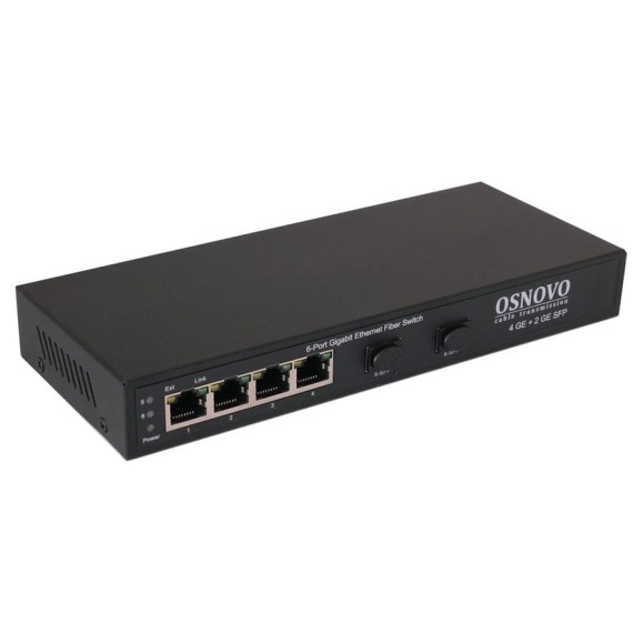 Коммутатор OSNOVO SW-7042 Gigabit Ethernet на 4 RJ45 + 2 SFP. Порты: 4 x GE (10/100/1000Base-T), 2 x GE SFP (1000Base-FX) sct1287 Коммутатор OSNOVO SW-7042 Gigabit Ethernet на 4 RJ45 + 2 SFP. Порты: 4 x GE (10/100/1000Base-T), 2 x GE SFP (1000Base-FX) sct1287