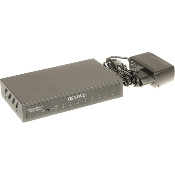 Коммутатор OSNOVO SW-70800 Gigabit Ethernet на 8 RJ45 портов. Порты: 8 x GE (10/100/1000Base-TX) sct1500
