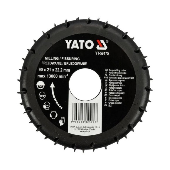 Фреза по дереву для УШМ 90 мм YATO YT-59175 Фреза по дереву для УШМ 90 мм YATO YT-59175