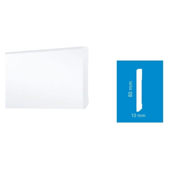 Плинтус Arbiton STIQ S0810W белый, 2200x80x10 мм, 10 штук в упаковке 554128