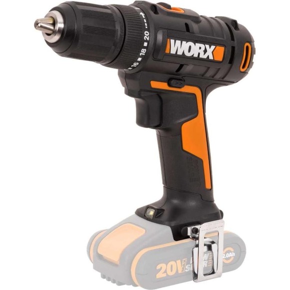 Аккумуляторная дрель-шуруповерт WORX 45Нм, 20В, без АКБ и ЗУ WX108.9 Аккумуляторная дрель-шуруповерт WORX 45Нм, 20В, без АКБ и ЗУ WX108.9