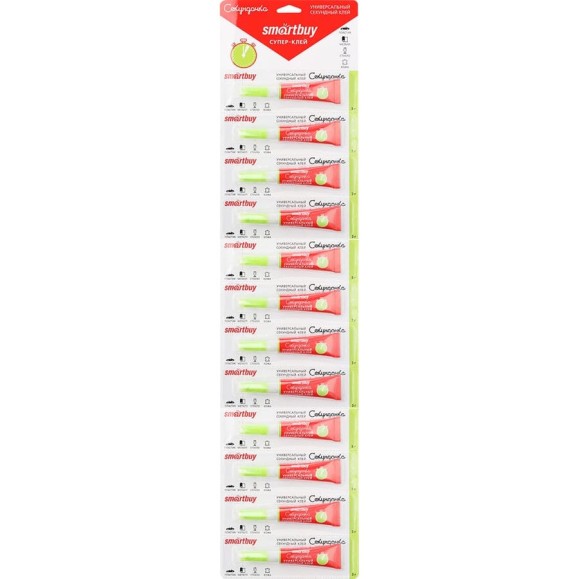 Супер-клей Smartbuy универсальный, прозрачный, 3 гр., лента bl-12 (144/576), 12 шт. SBT-SG-1P1