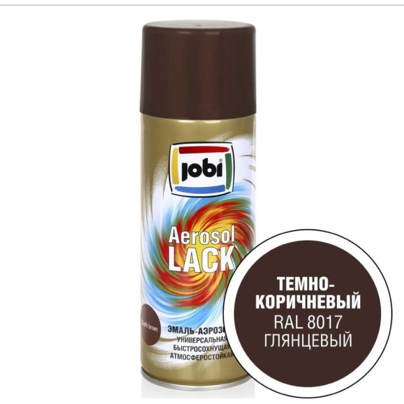 Аэрозольная эмаль JOBI глянцевая темно-коричневая RAL 8017 520 мл 31630 Аэрозольная эмаль JOBI глянцевая темно-коричневая RAL 8017 520 мл 31630