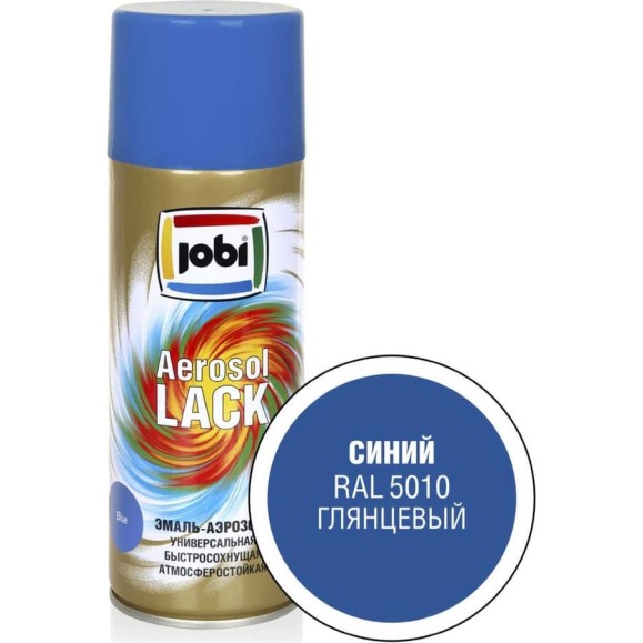 Аэрозольная эмаль JOBI глянцевая синяя RAL 5010 520 мл 31629 Аэрозольная эмаль JOBI глянцевая синяя RAL 5010 520 мл 31629
