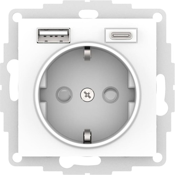 Механизм розетки Systeme Electric Atlasdesign лотос 16а с 2 usb a+c, 5в/2,4а/3,0а, 2x5в/1,5а, ATN001332