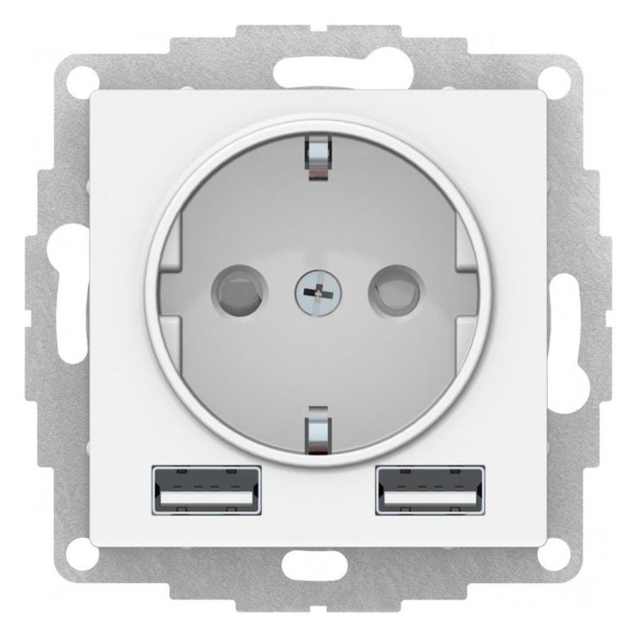 Механизм розетки Systeme Electric Atlasdesign лотос 16а с 2 usb a+a, 5в/2,4а, 2x5в/1,2а, ATN001330 Механизм розетки Systeme Electric Atlasdesign лотос 16а с 2 usb a+a, 5в/2,4а, 2x5в/1,2а, ATN001330