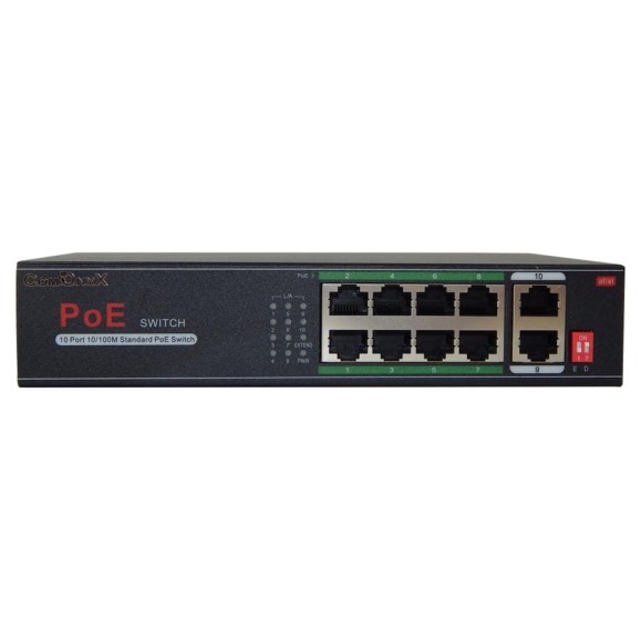 Poe коммутатор ComOnyx, 8 poe + 2 uplink, c watchdog и грозозащитой, co-swp8c, 200-019