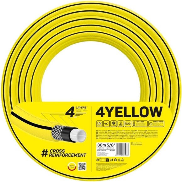 Садовый шланг Cellfast 4YELLOW 4 слоя, 5/8, 30 м 10-511 Садовый шланг Cellfast 4YELLOW 4 слоя, 5/8, 30 м 10-511