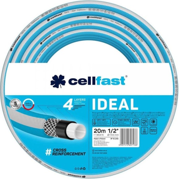 Садовый шланг Cellfast IDEAL 4 слоя, 1/2, 20 м 10-240 Садовый шланг Cellfast IDEAL 4 слоя, 1/2, 20 м 10-240