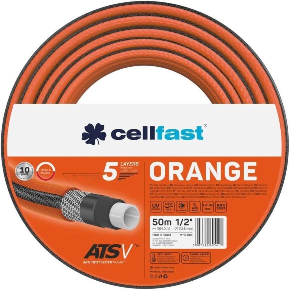 Садовый шланг Cellfast ORANGE 5 слоев, 1/2, 50 м 15-003 Садовый шланг Cellfast ORANGE 5 слоев, 1/2, 50 м 15-003