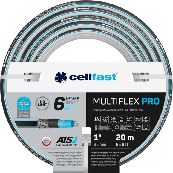 Садовый шланг Cellfast MULTIFLEX ATSV 6 слоев, 1, 20 м 13-831 Садовый шланг Cellfast MULTIFLEX ATSV 6 слоев, 1, 20 м 13-831