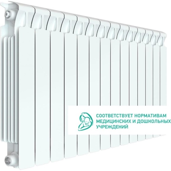 Биметаллический радиатор RIFAR MONOLIT 500 14 секций, боковое подключение RQLAGK1B4V3IG8