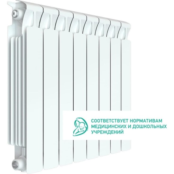 Биметаллический радиатор RIFAR MONOLIT 500 8 секций, боковое подключение RQLAGK1B4UC37G