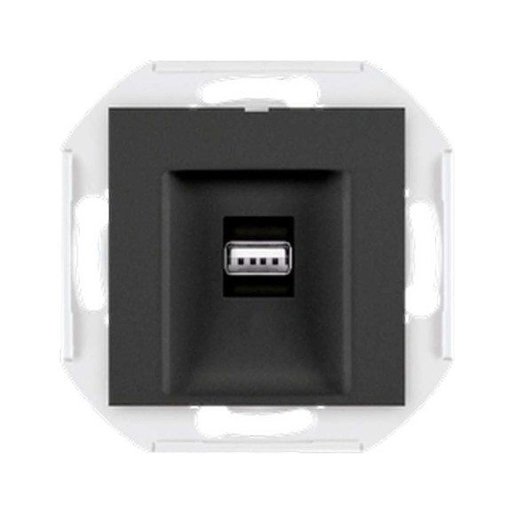 Розетка USB Aling-Conel PRESTIGE тип А, с Keystone модулем, механизм, черная soft touch 60162.E1