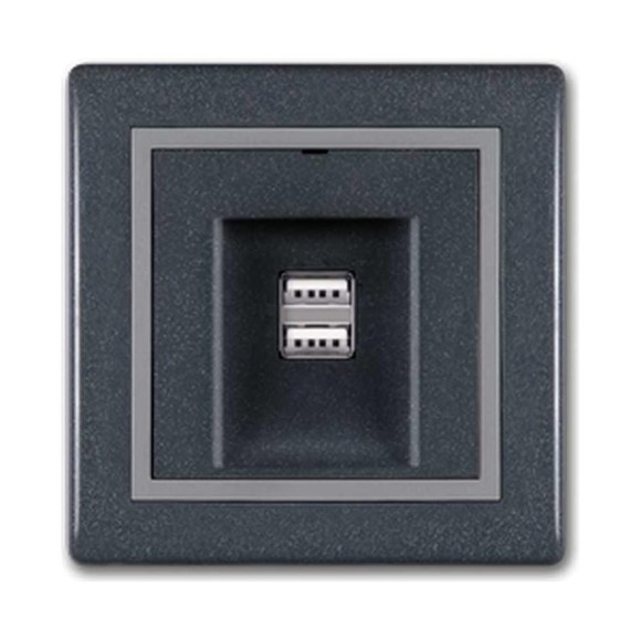 Розетка Aling-Conel PRESTIGE USB-зарядное устройство, двойная 2xUSB А+А 250V/5V 2.1A, графит-серый-графит 6161.212 Розетка Aling-Conel PRESTIGE USB-зарядное устройство, двойная 2xUSB А+А 250V/5V 2.1A, графит-серый-графит 6161.212