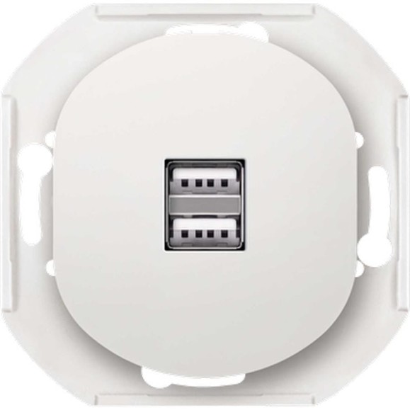 Розетка Aling-Conel EON USB-зарядное устройство, двойная 2xUSB А+А 250V/5V 2.1A, механизм, белая E6161.0