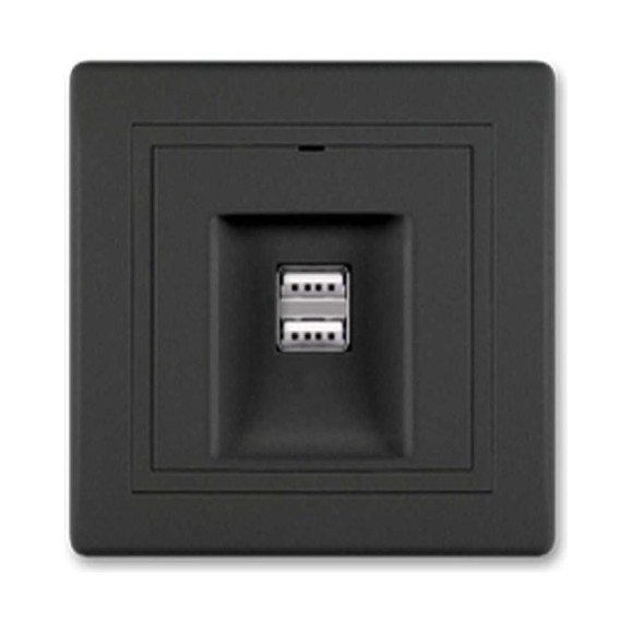 Розетка Aling-Conel PRESTIGE USB-зарядное устройство, двойная 2xUSB А+А 250V/5V 2.1A, черная soft touch 6161.E1E1 Розетка Aling-Conel PRESTIGE USB-зарядное устройство, двойная 2xUSB А+А 250V/5V 2.1A, черная soft touch 6161.E1E1