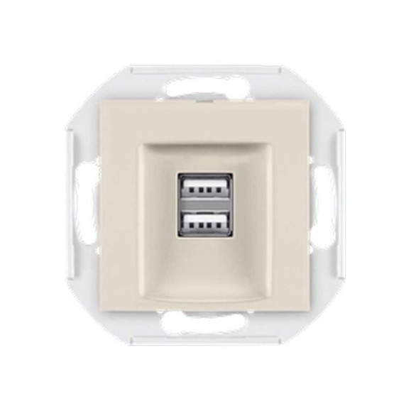 Розетка Aling-Conel PRESTIGE USB-зарядное устройство, двойная 2xUSB А+А 250V/5V 2.1A, механизм, кремовая 60161.9 Розетка Aling-Conel PRESTIGE USB-зарядное устройство, двойная 2xUSB А+А 250V/5V 2.1A, механизм, кремовая 60161.9