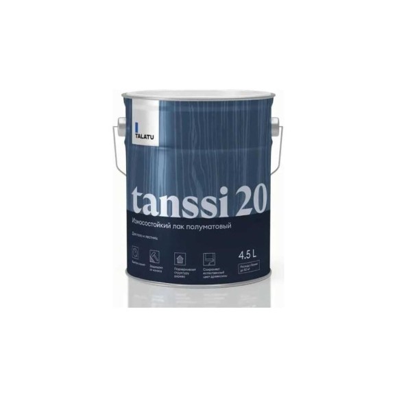 Лак TALATU износостойкий полуматовый для пола и лестниц Tanssi 20 4,5 л, 270971 Лак TALATU износостойкий полуматовый для пола и лестниц Tanssi 20 4,5 л, 270971