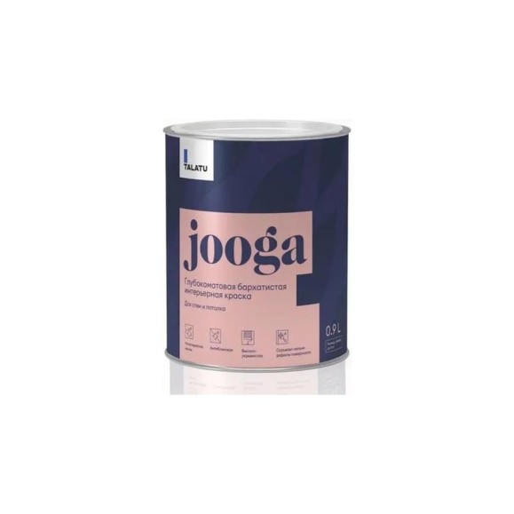 Бархатистая краска TALATU глубокоматовая для стен и потолка База А Jooga 0,9 л, 270913 Бархатистая краска TALATU глубокоматовая для стен и потолка База А Jooga 0,9 л, 270913