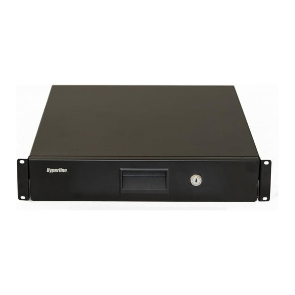 Полка (ящик) для документов с замком Hyperline TDR3-2U-360-RAL9004 2U, 88x483x360мм (ВхШхГ), цвет черный (RAL 9004) 499188