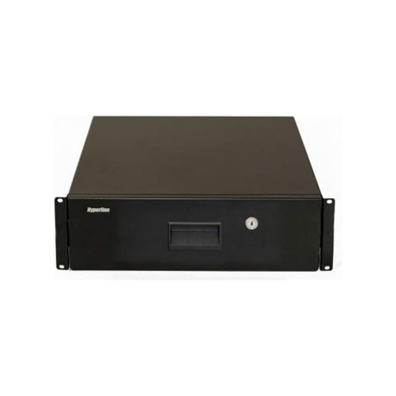 Полка (ящик) для документов с замком Hyperline TDR3-3U-360-RAL9004 3U, 133x483x360мм (ВхШхГ), цвет черный (RAL 9004) 499190